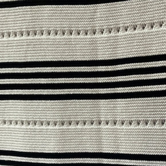 PrettyGarden Black White Striped Knit Pointelle Bodycon Tank Maxi Dress Small - Picture 7 of 11